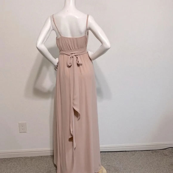 Show Me Your Mumu Liz Tie Maxi Dress Soft Beige Chiffon Blush Size S - Picture 8 of 12